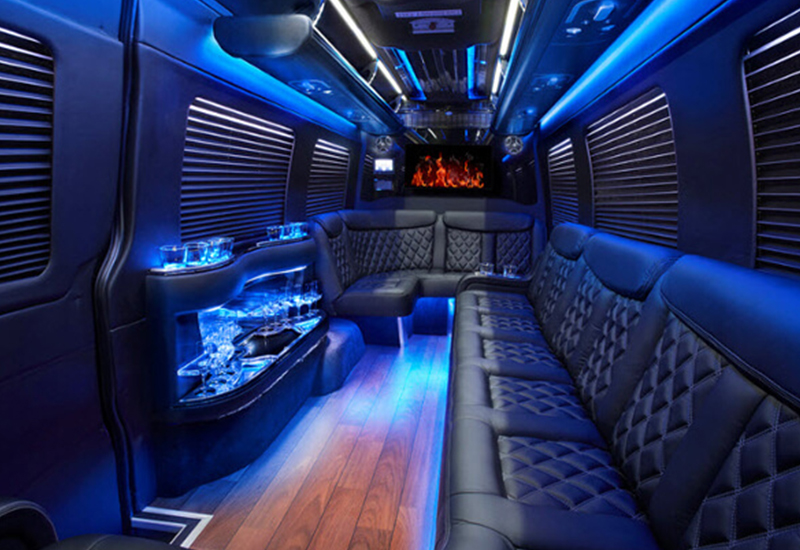 inside a limousine bus